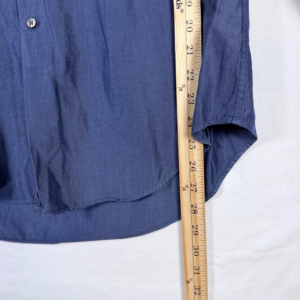 Calvin Klein Mens Dress Shirt LotX2 Slim Fit White Navy Blue 17 34/35 Preppy - Picture 9 of 16
